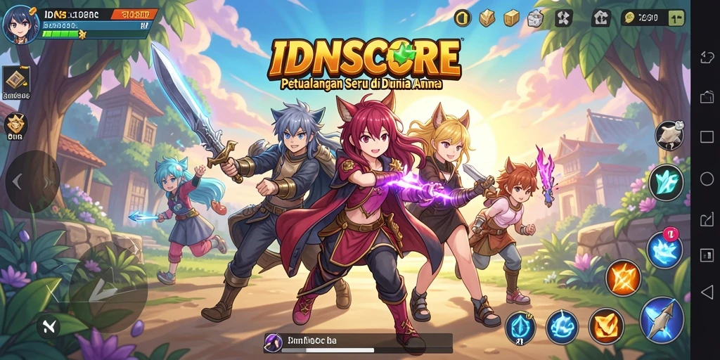 Screenshot menampilkan karakter Anime dalam aksi seru di IDNSCORE.