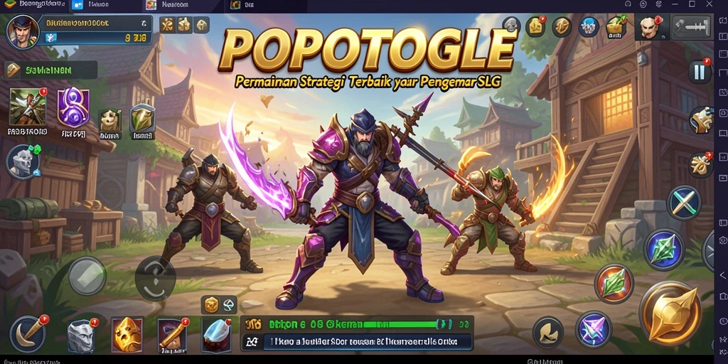 Tampilan gameplay strategis di POPOTOGEL dengan berbagai pasukan dan sumber daya.