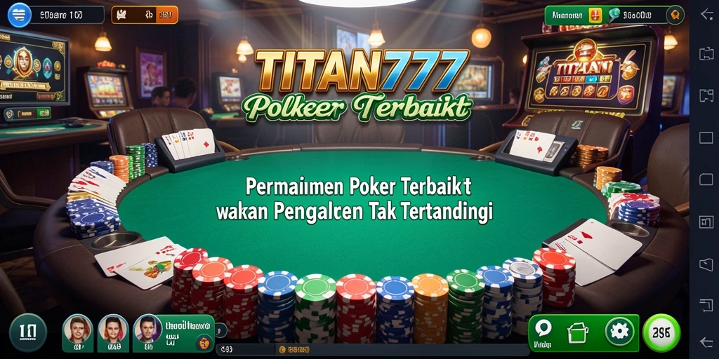 Tampilan gameplay utama TITAN777 yang menampilkan aksi poker yang mendebarkan.