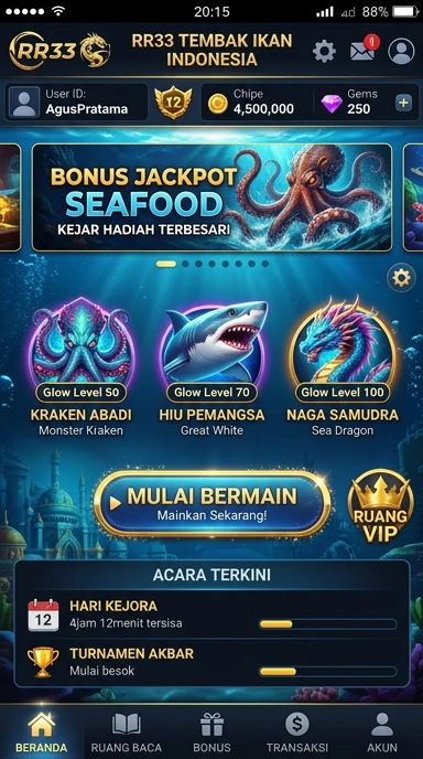 Tampilan utama aplikasi rr33 yang memudahkan pengguna.